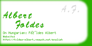 albert foldes business card